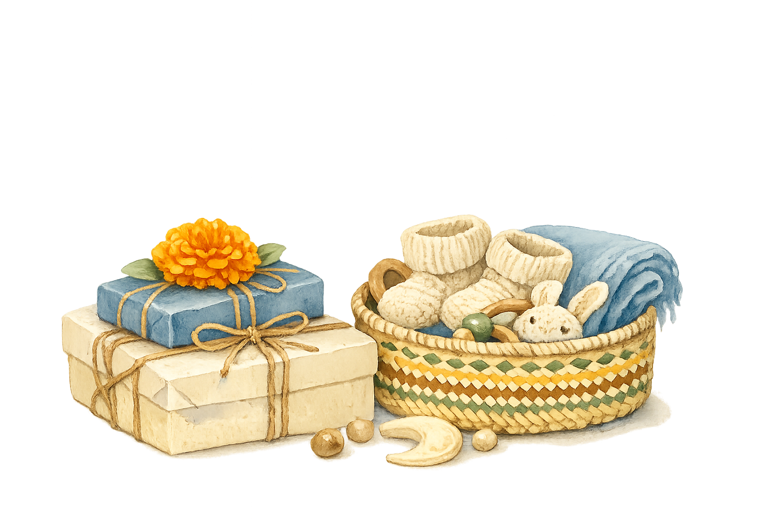 A bundle of wrapped gifts