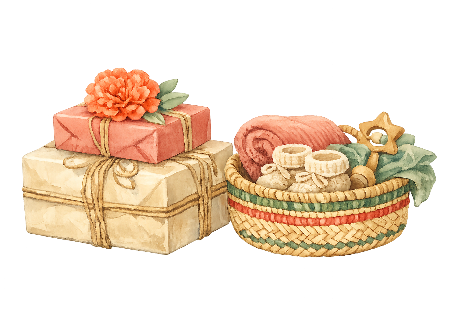 A bundle of wrapped gifts